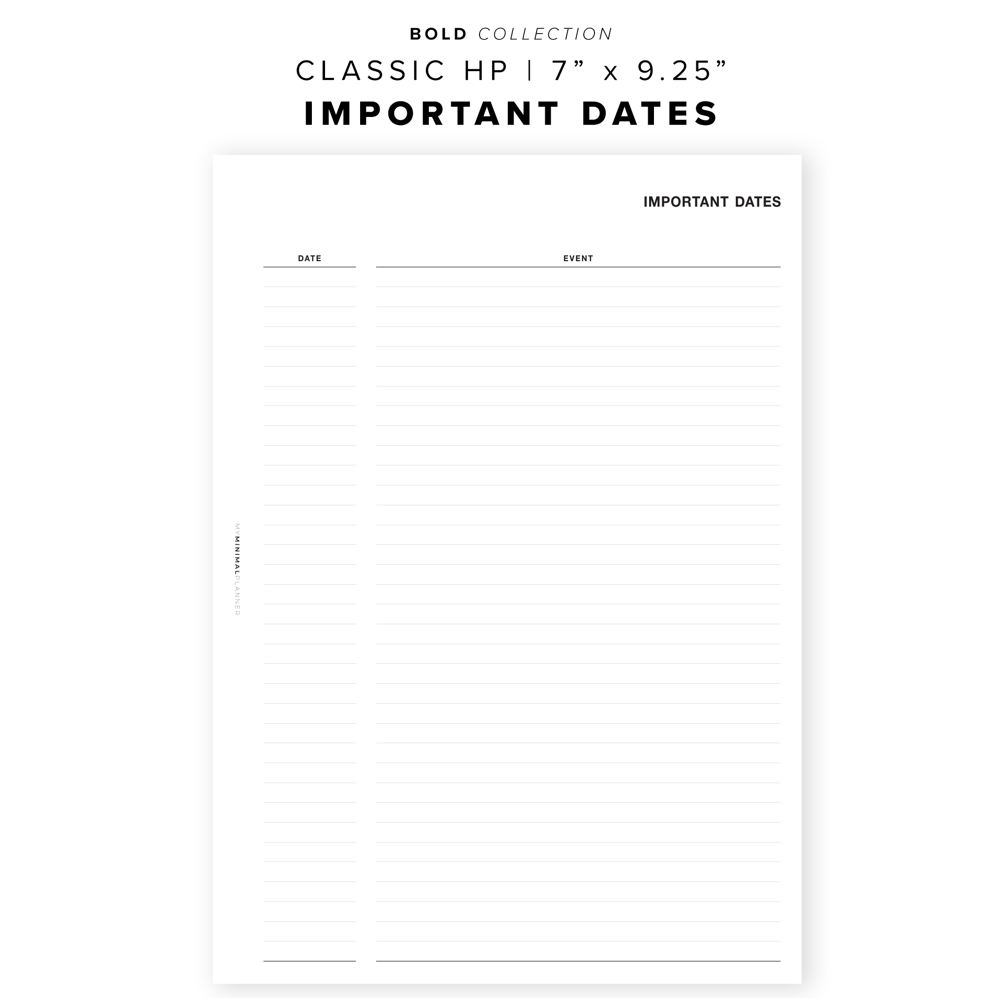 PR33 - Important Dates - Printable Insert