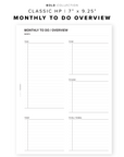 PR90 - Monthly To Do Overview  - Printable Insert