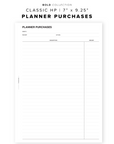 PR77 - Planner Purchases - Printable Insert