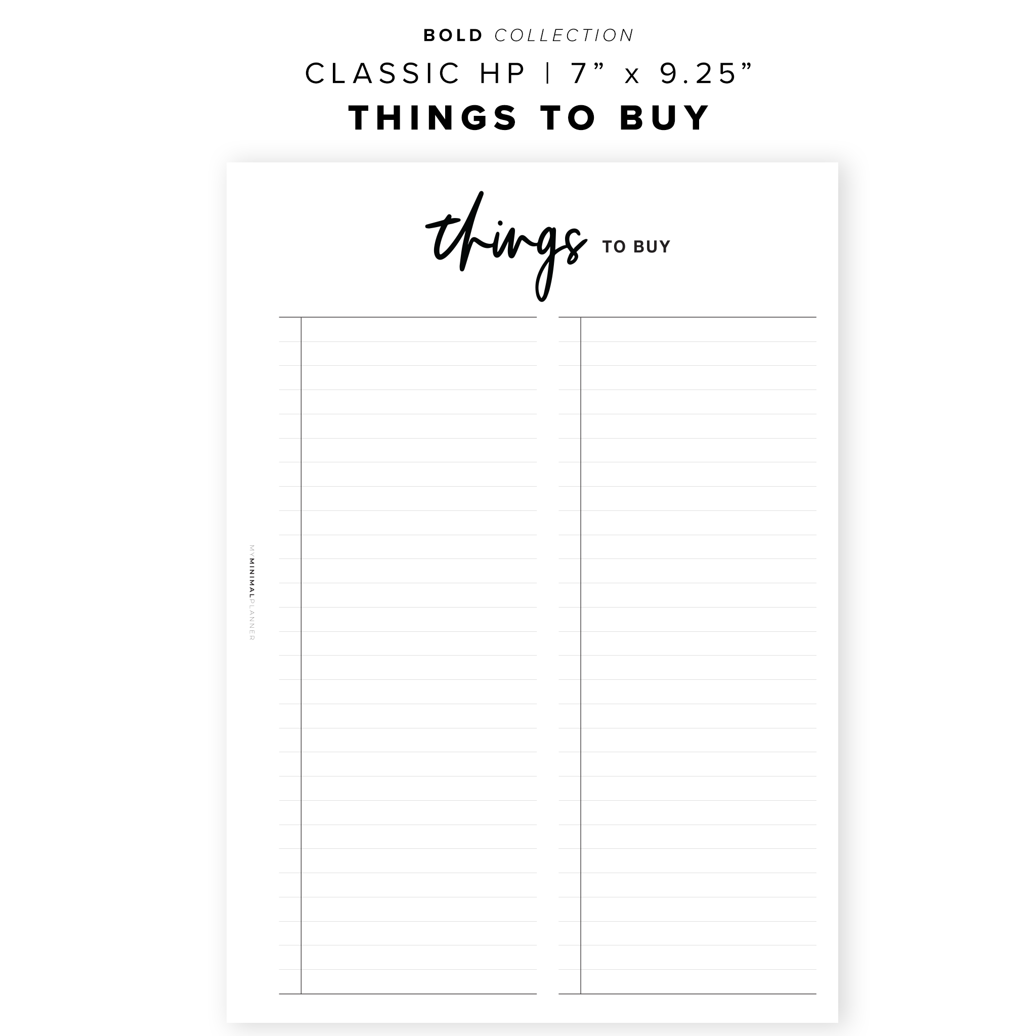 PR55 - Things To Buy - Printable Insert