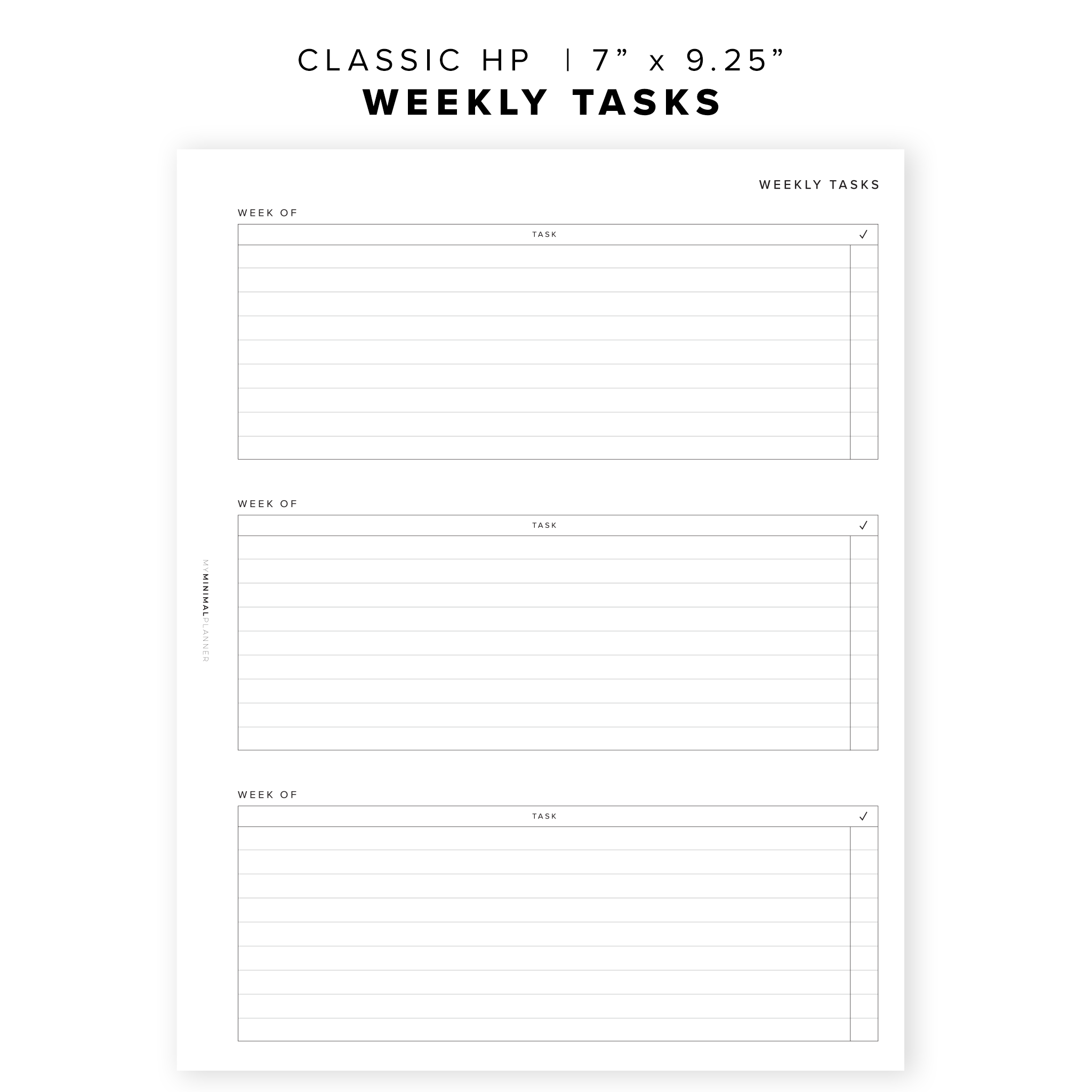 PR25 - Weekly Tasks List - Printable Insert