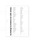 PRD156 - Emotions List - Printable Dashboard