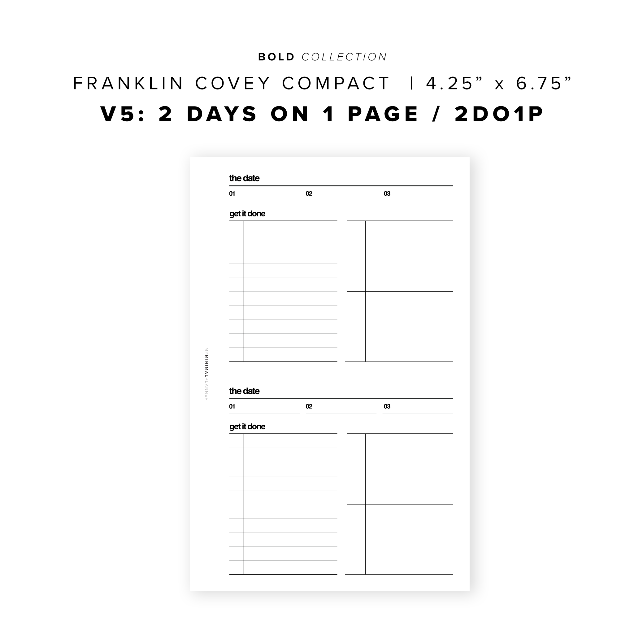 PR133 - V5: 2 Days on 1 Page / 2DO1P - Printable Insert