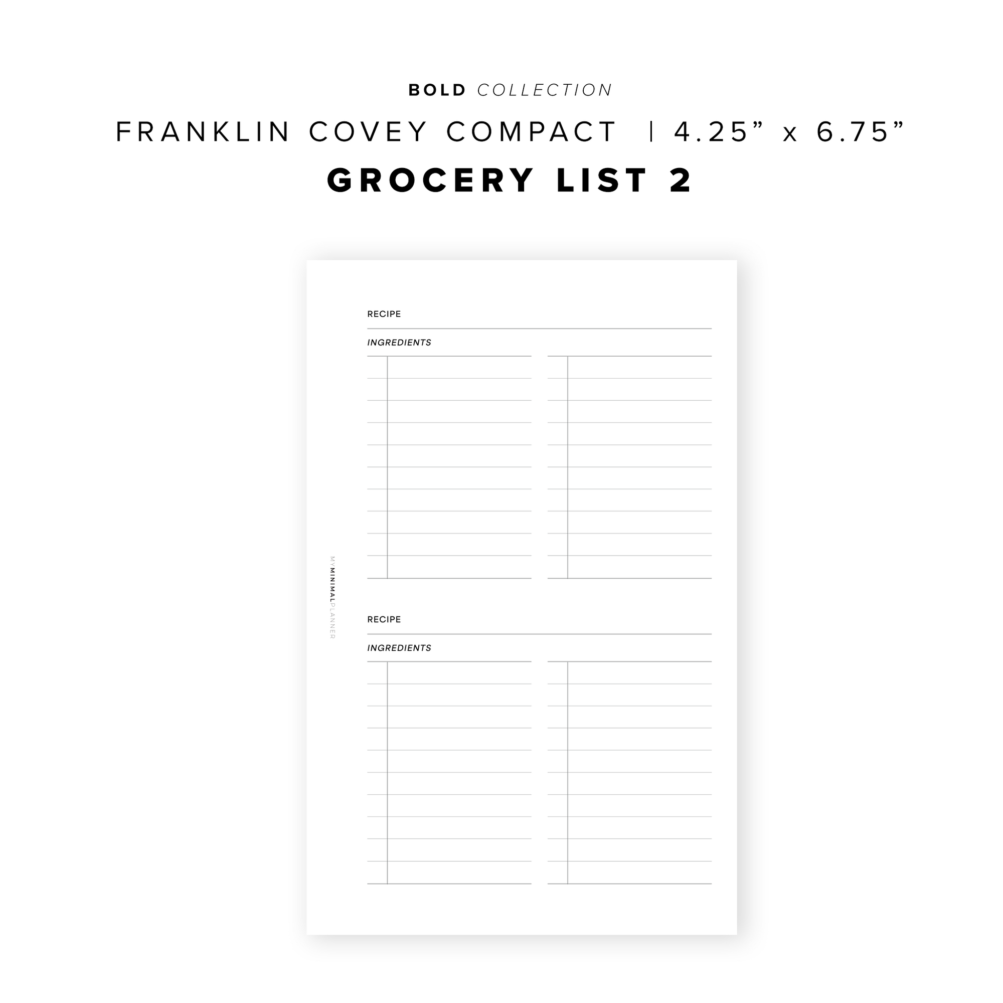 PR184 - Grocery List 2 - Printable Insert