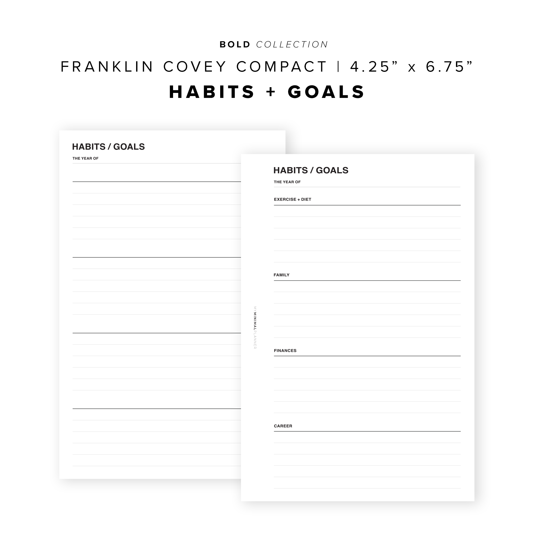 PR78 - Habits / Goals - Printable Insert