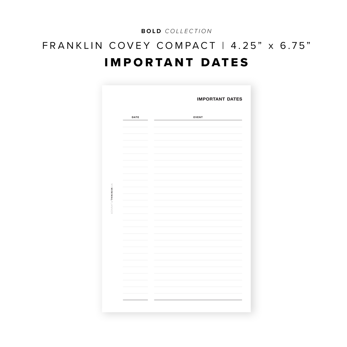 Dates Notepage Important Dates Printable