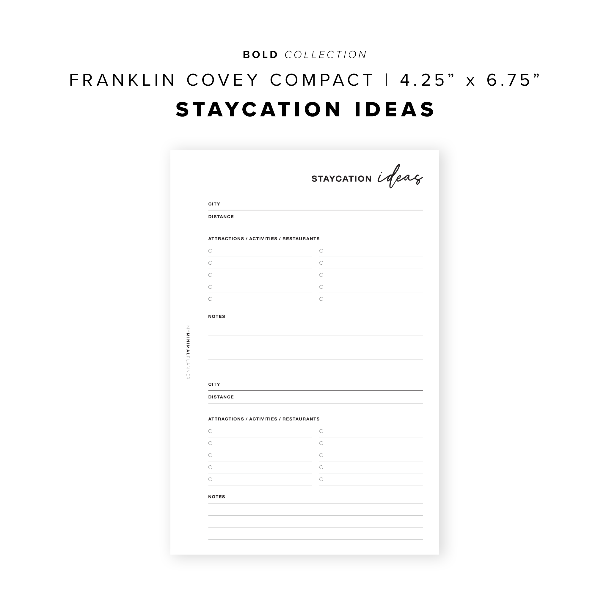 PR54 - Staycation Ideas - Printable Insert