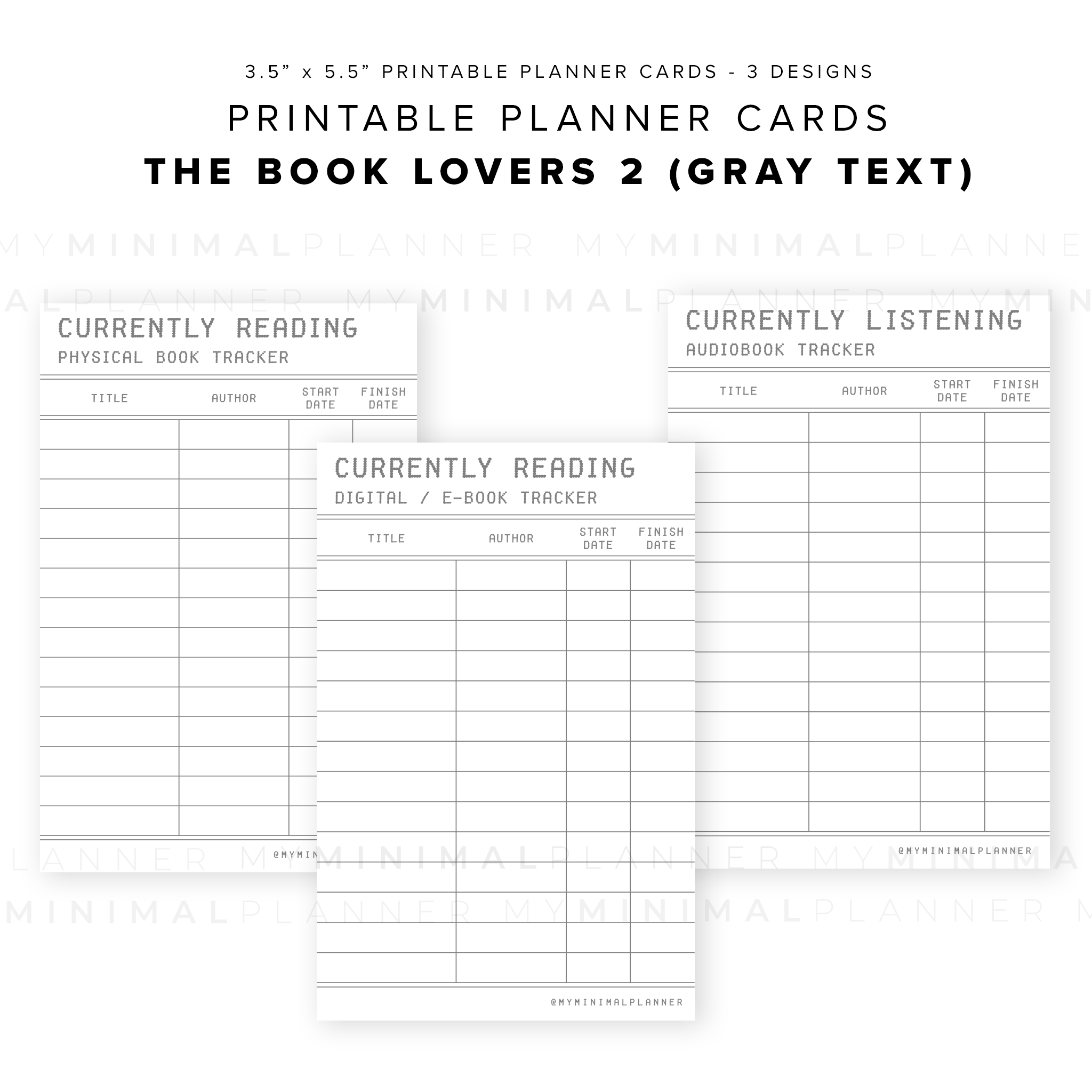 PPC10 - The Book Lovers 2 - Printable Planner Cards