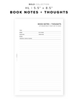 PR195 - Book Notes + Thoughts - Printable Insert