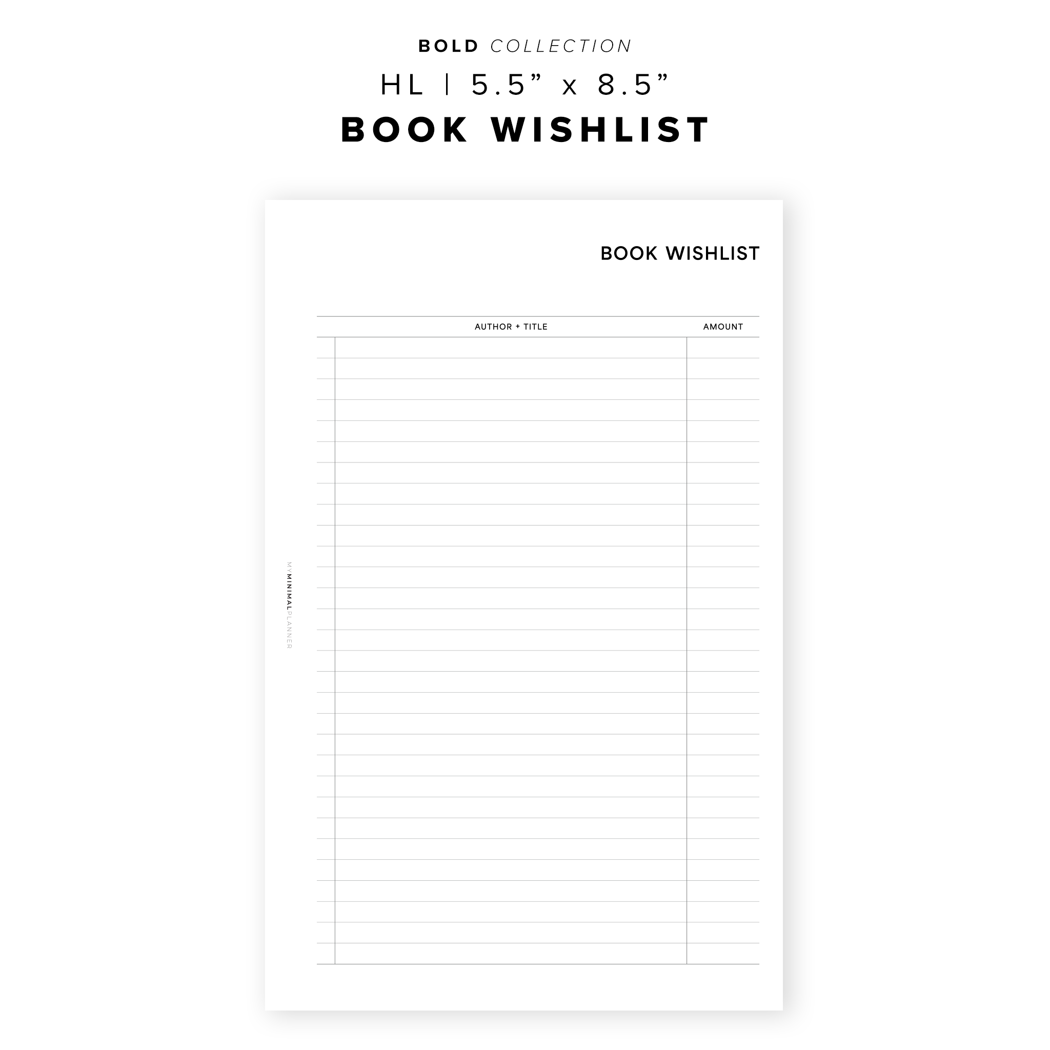 PR201 - Book Wishlist - Printable Insert