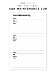 PR150 - Car Maintenance Log - Printable Insert