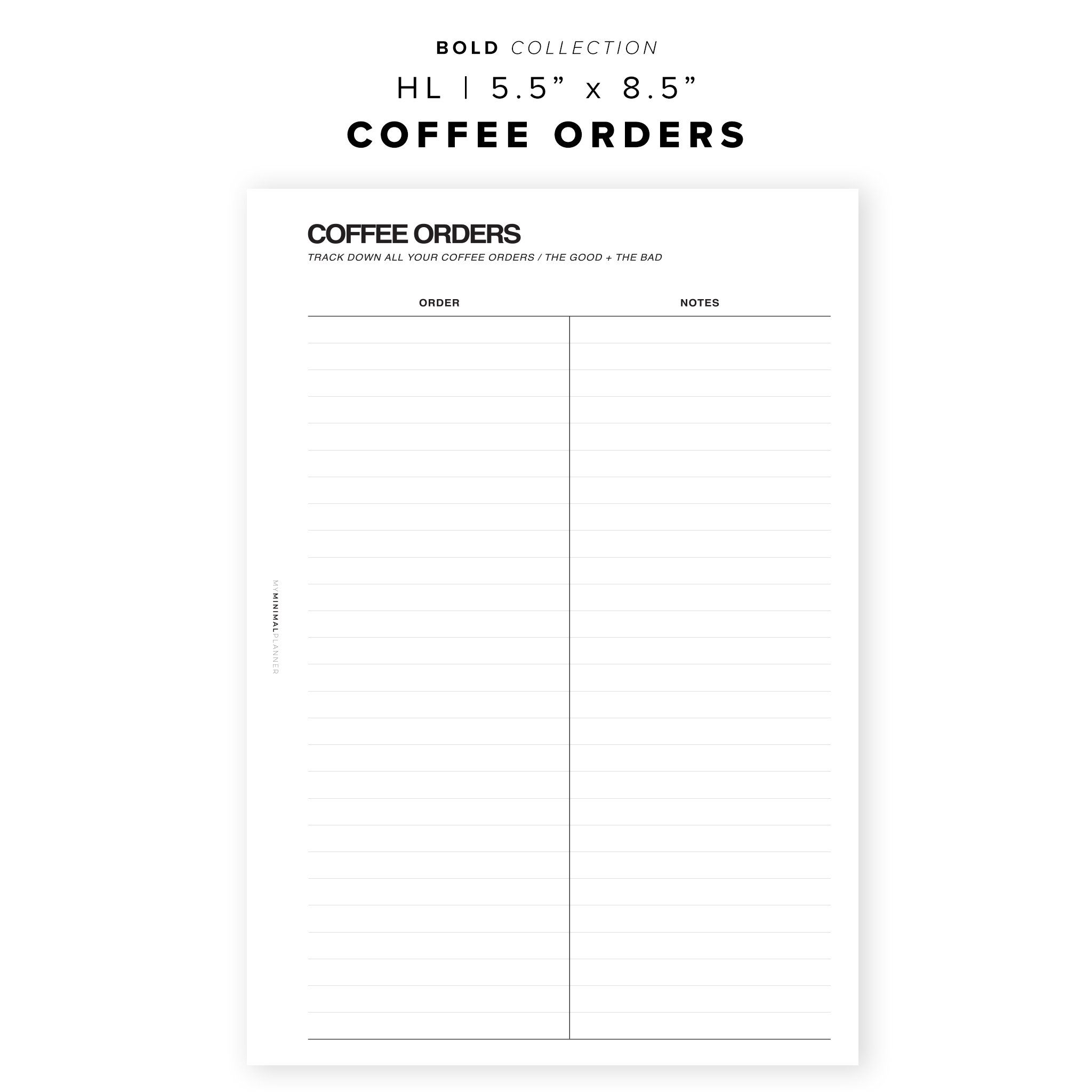 PR99 - Coffee Orders - Printable Insert – My Minimal Planner