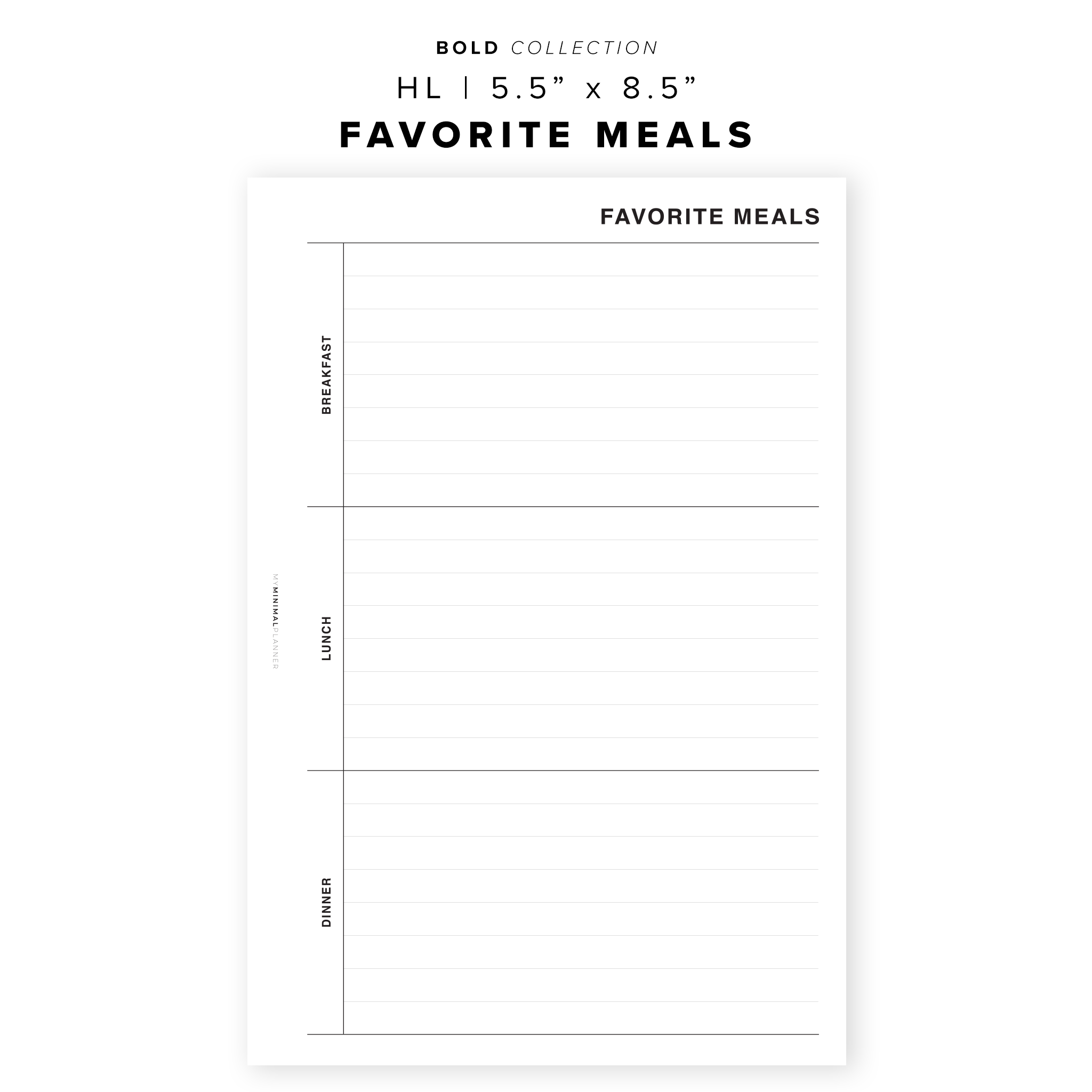 PR65 - Favorite Meals - Printable Insert