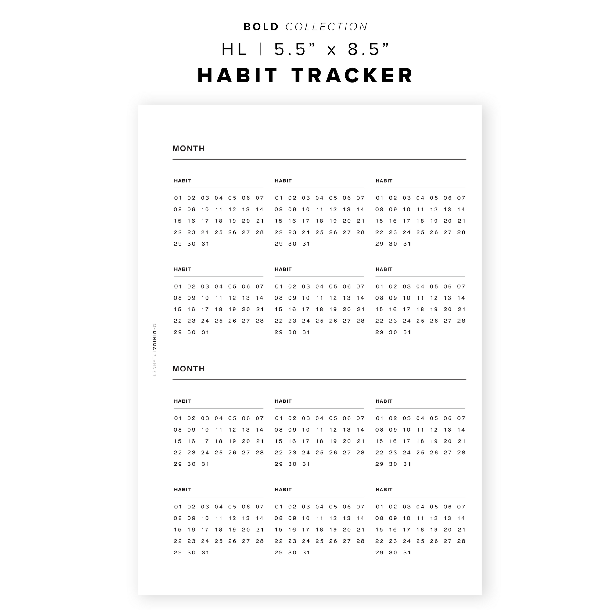 PR89 - Habit Tracker - Printable Insert