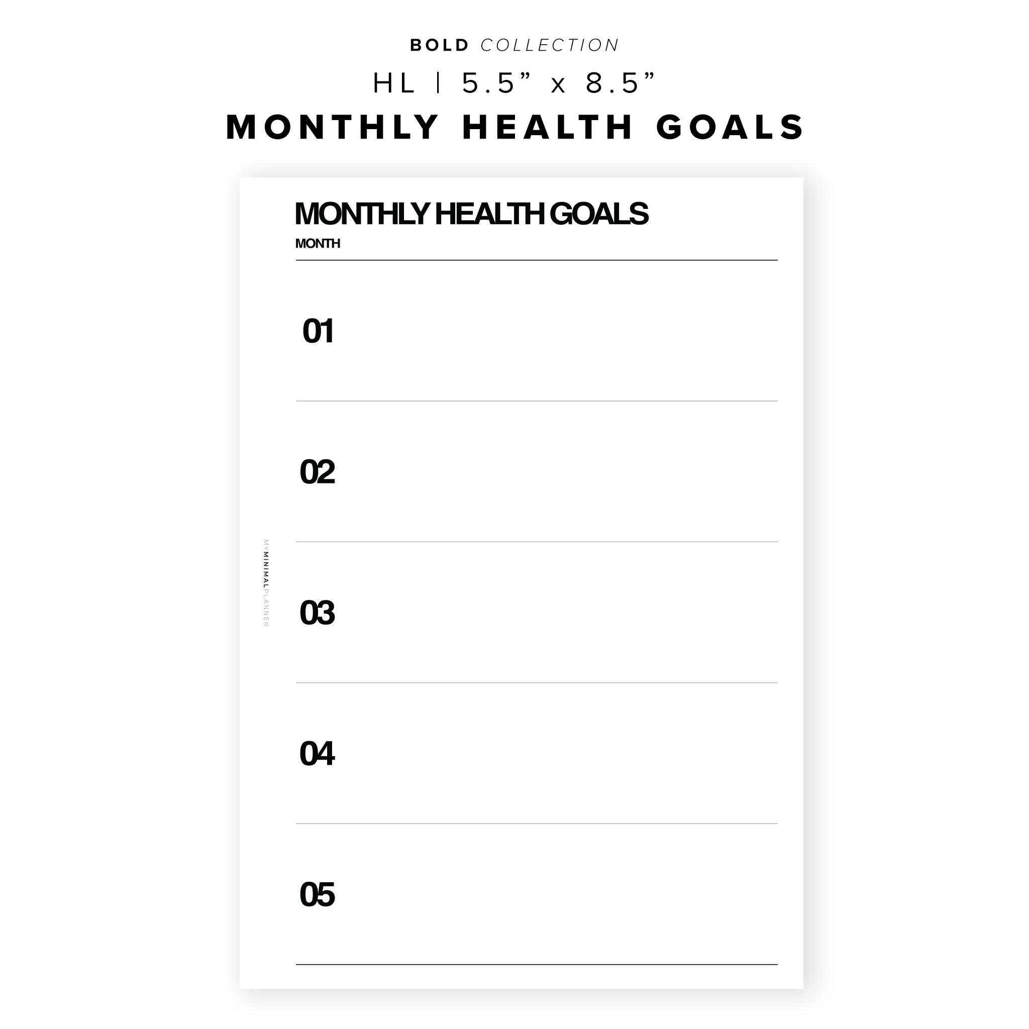 PR132 - Monthly Health Goals - Printable Insert