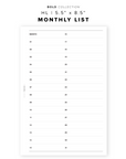 PR38 - Monthly List - Bold Collection - Printable Insert