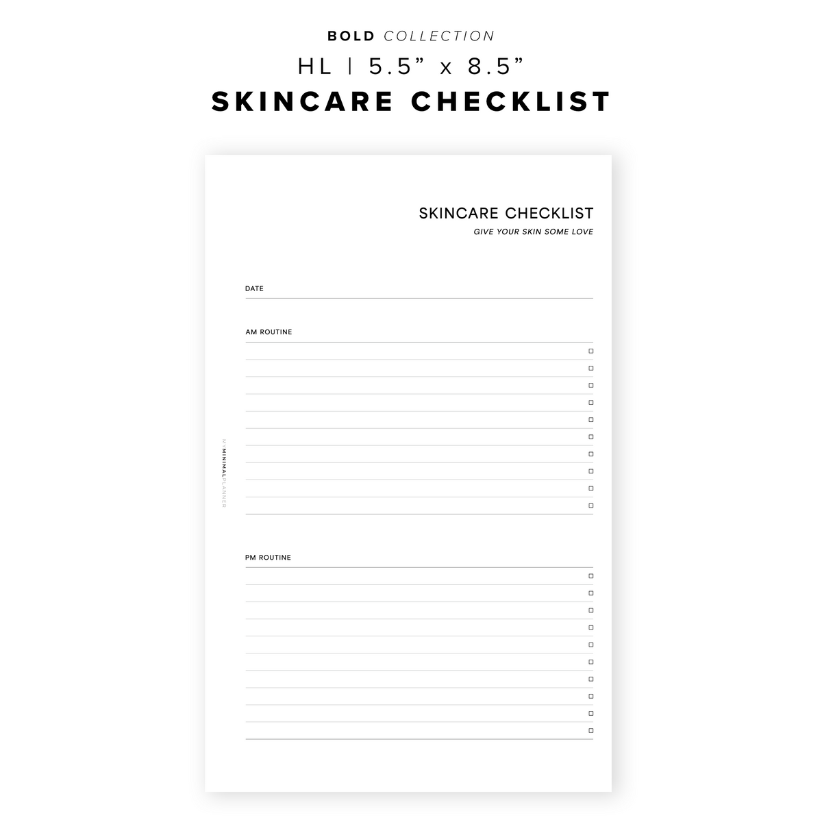 PR189 Skincare Checklist Printable Insert My Minimal Planner