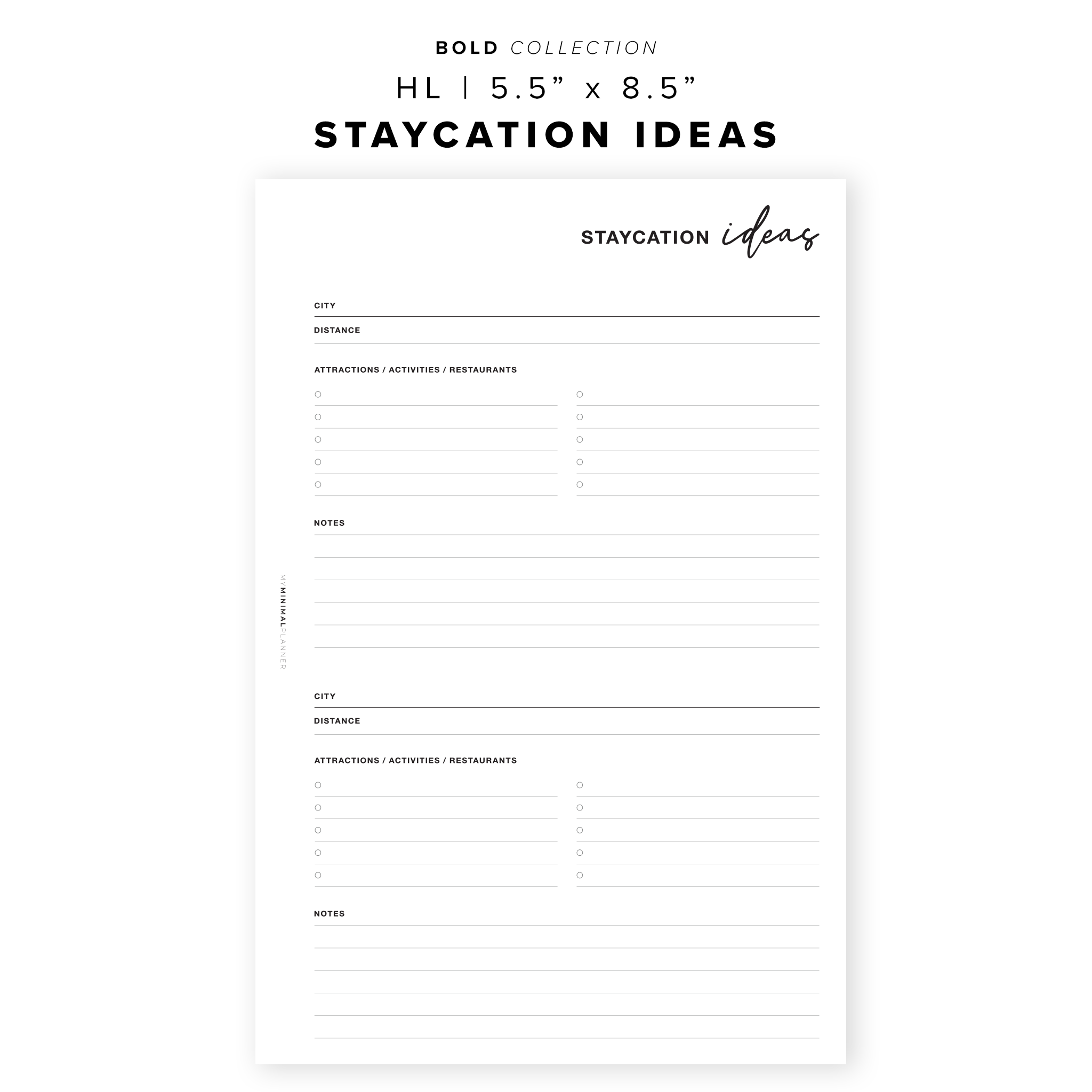 PR54 - Staycation Ideas - Printable Insert