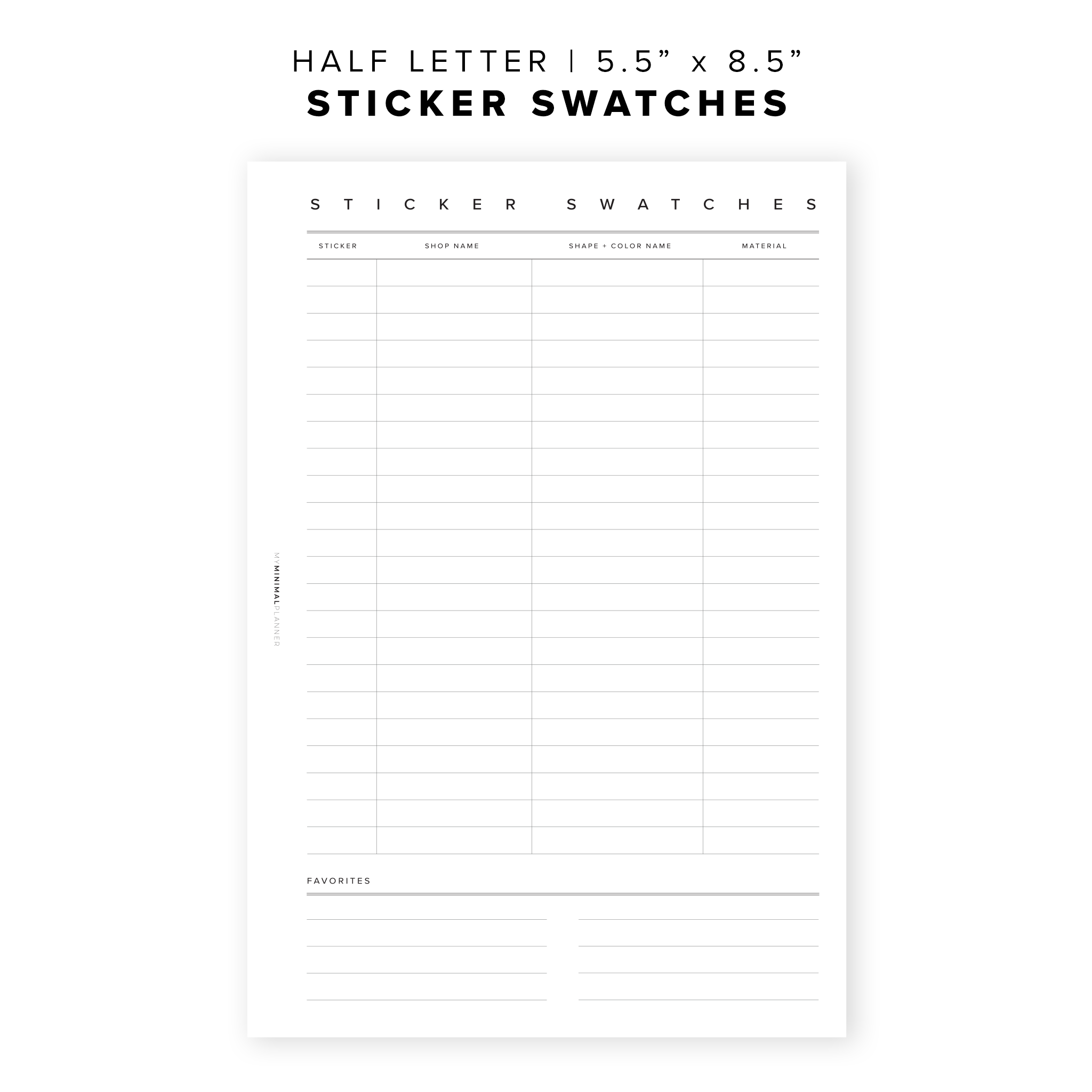 PR22 - Sticker Swatches - Printable Insert
