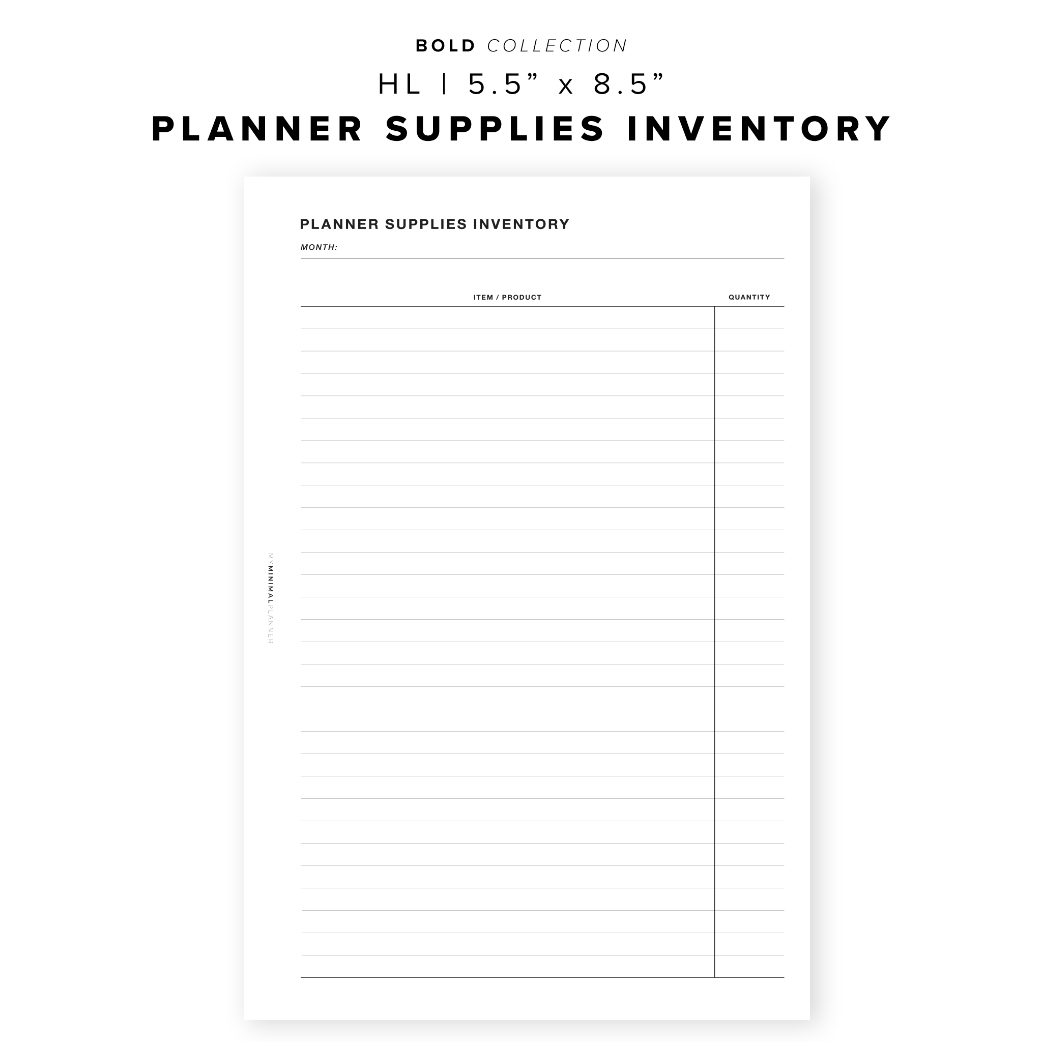PR43 - Planner Supplies Inventory - Printable Insert