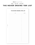 PR192 - The Never Ending TBR List - Printable Insert