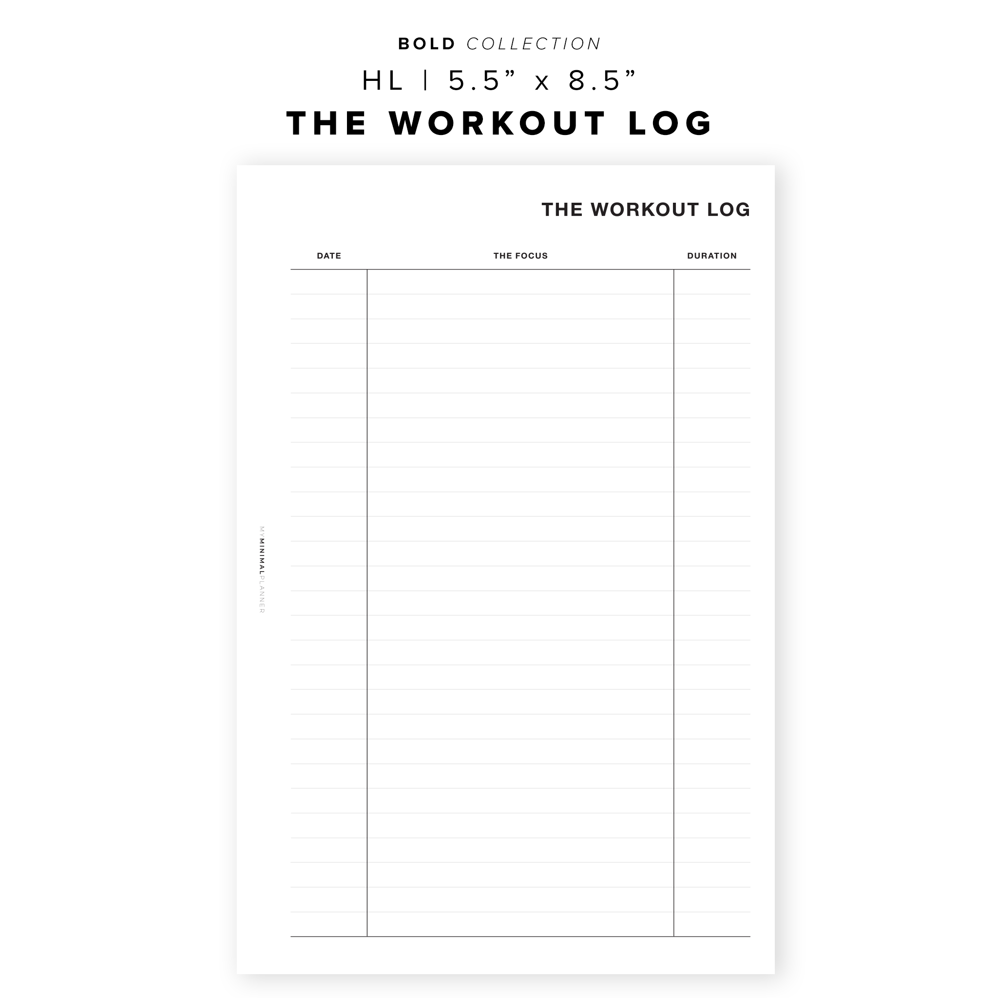 PR57 - The Workout Log - Printable Insert