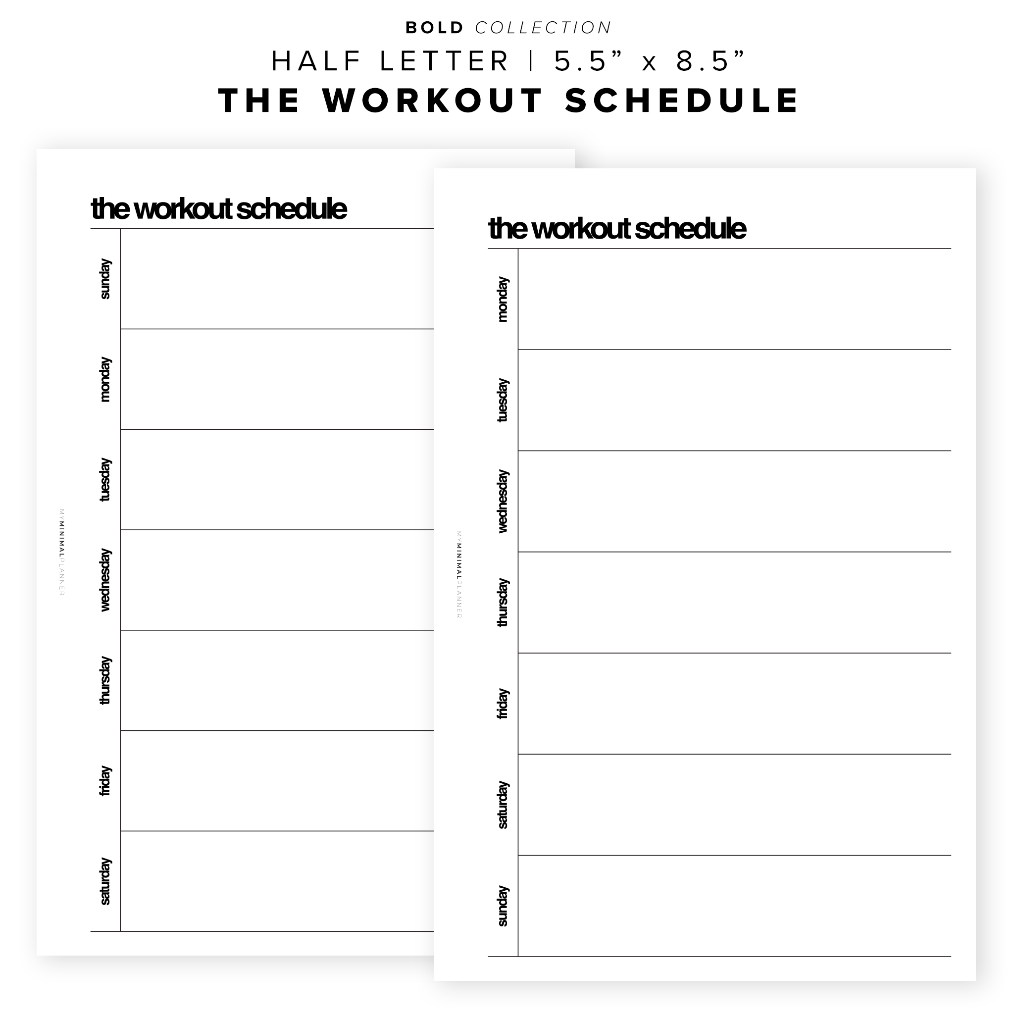 PR149 - The Workout Schedule - Printable Insert