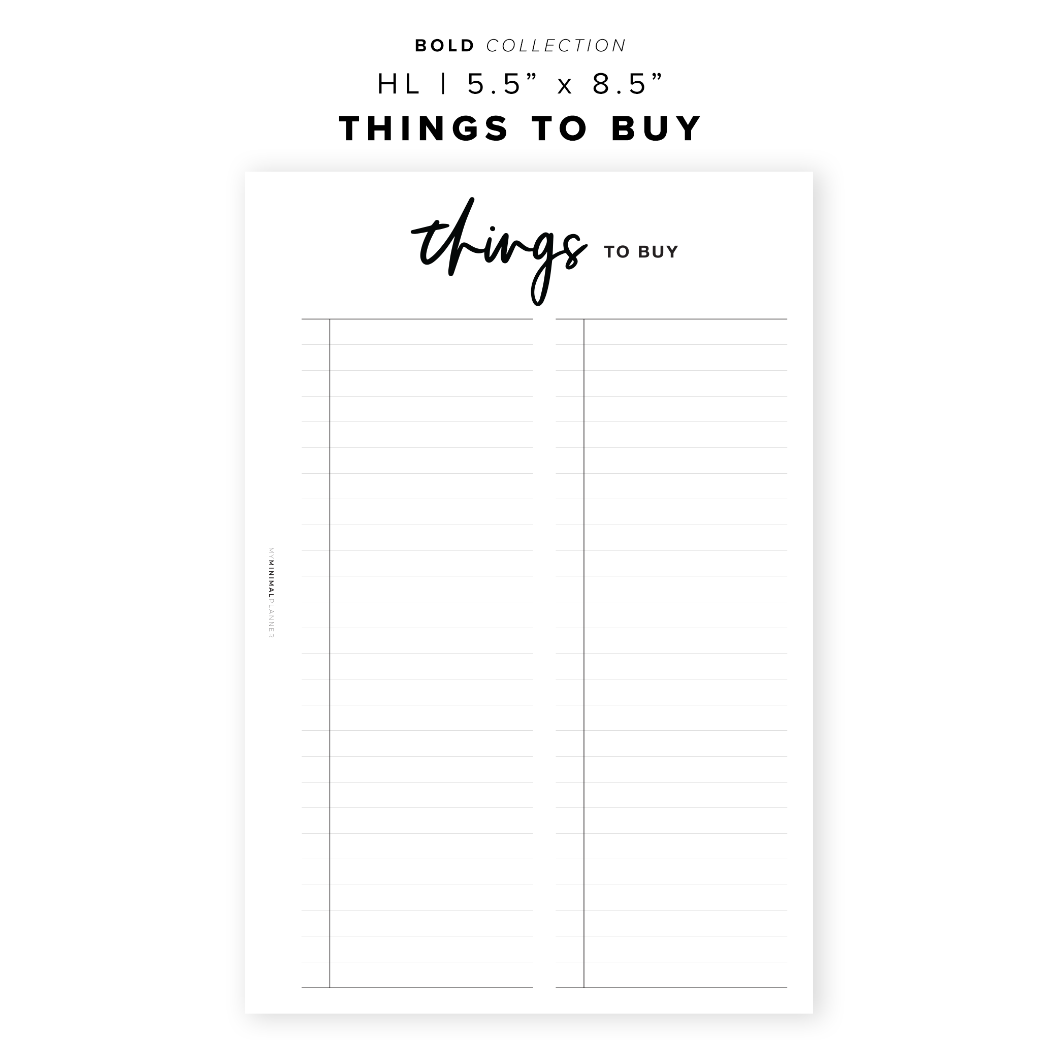 PR55 - Things To Buy - Printable Insert