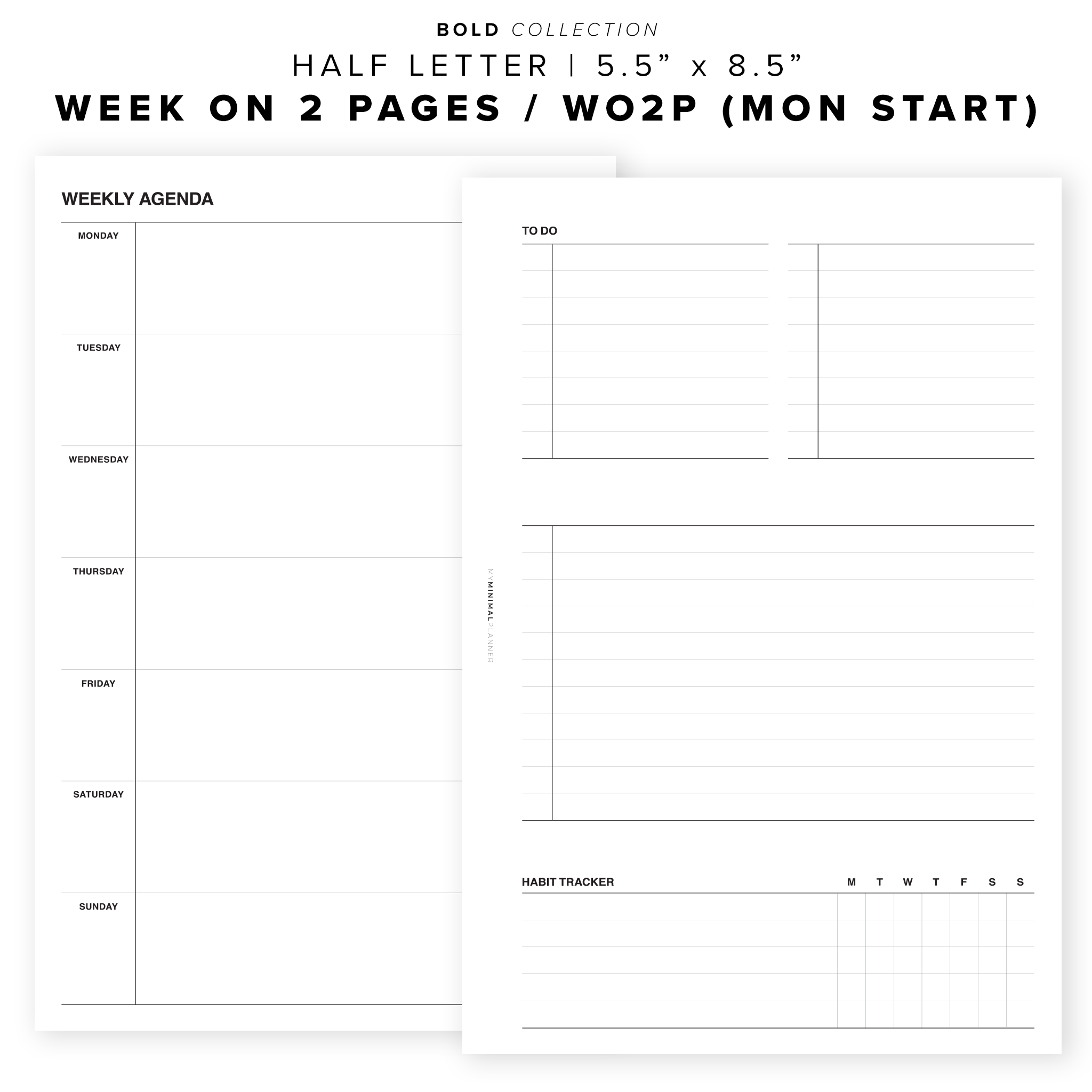PR92 - Week on 2 Pages / WO2P - Printable Insert