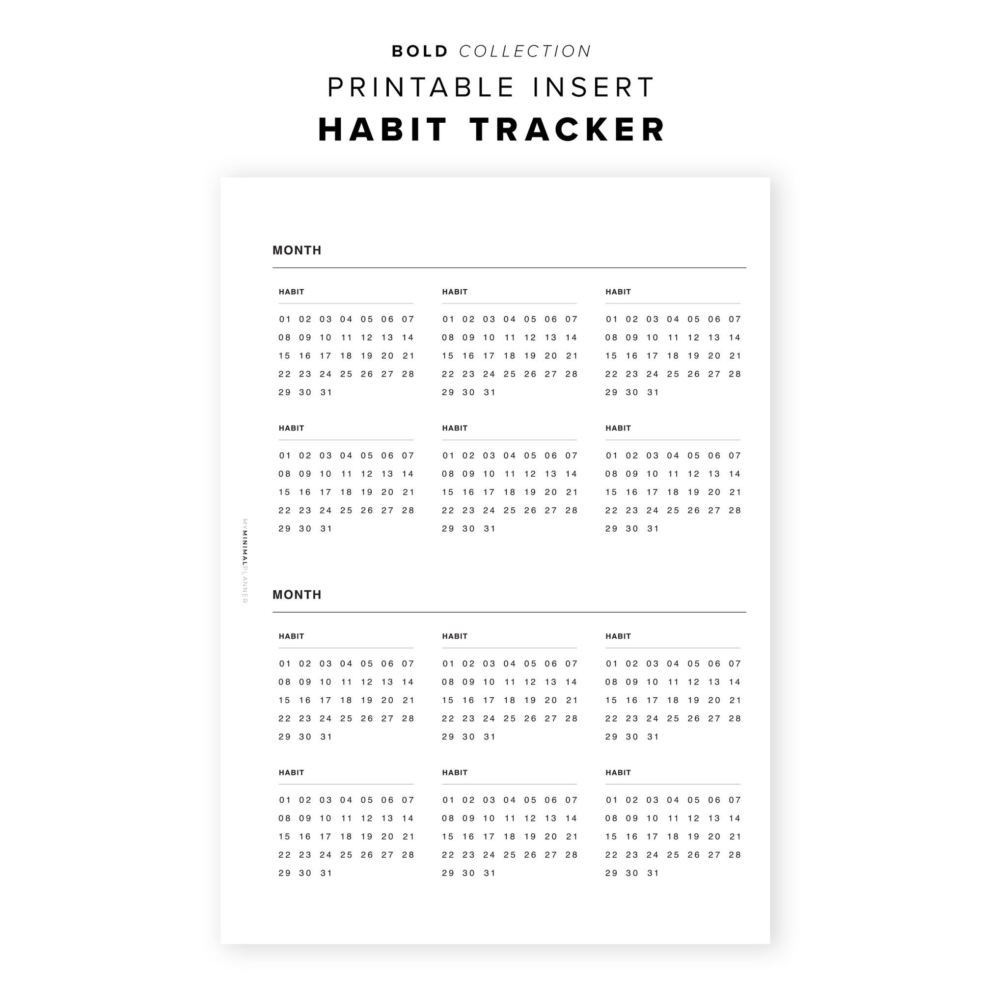 PR89 - Habit Tracker - Printable Insert