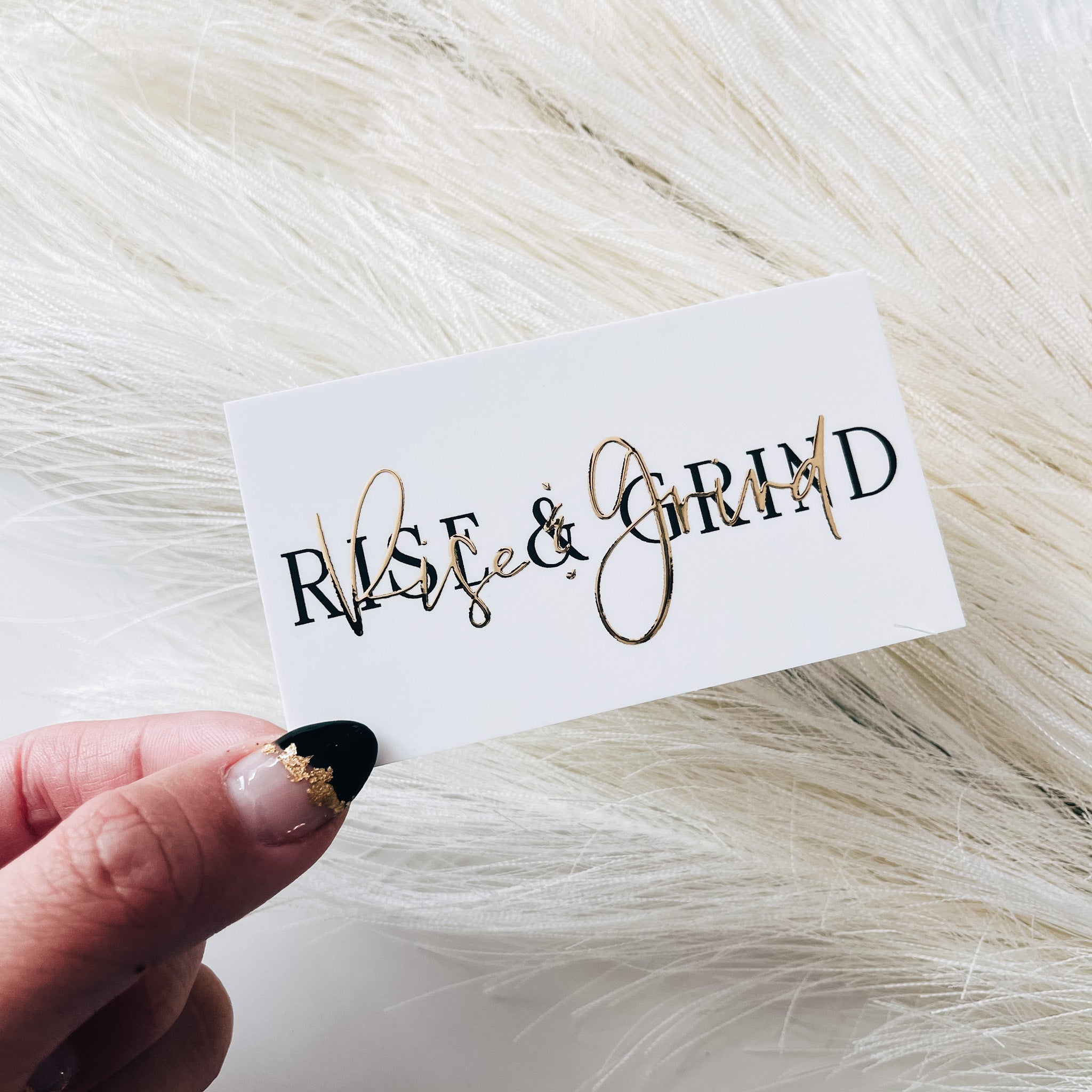 PC41 - White + Gold - Rise and Grind - Planner Card