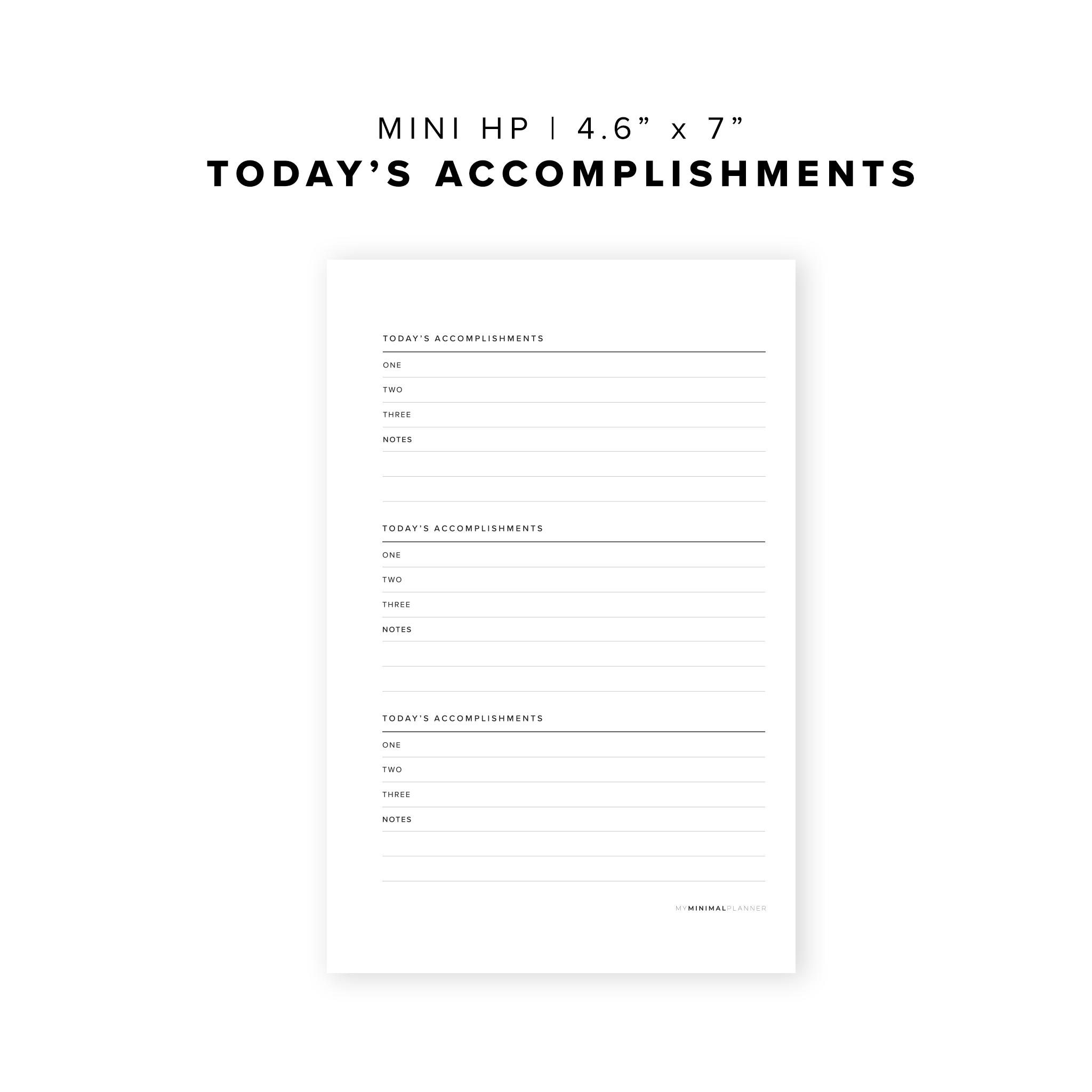PR23 - Today&#39;s Accomplishments - Printable Insert