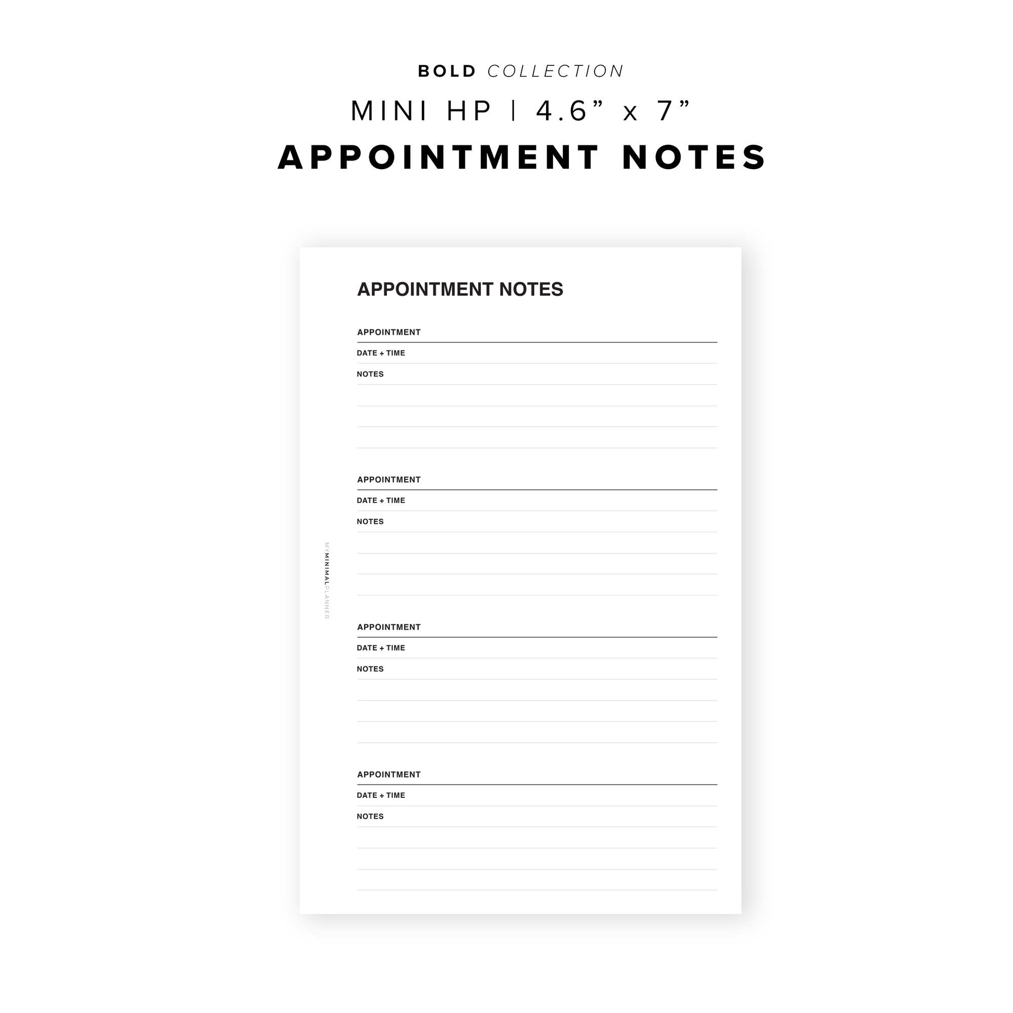 Appointment Informations Notes PR98 - Appointment Notes - Printable Insert – My Minimal Planner