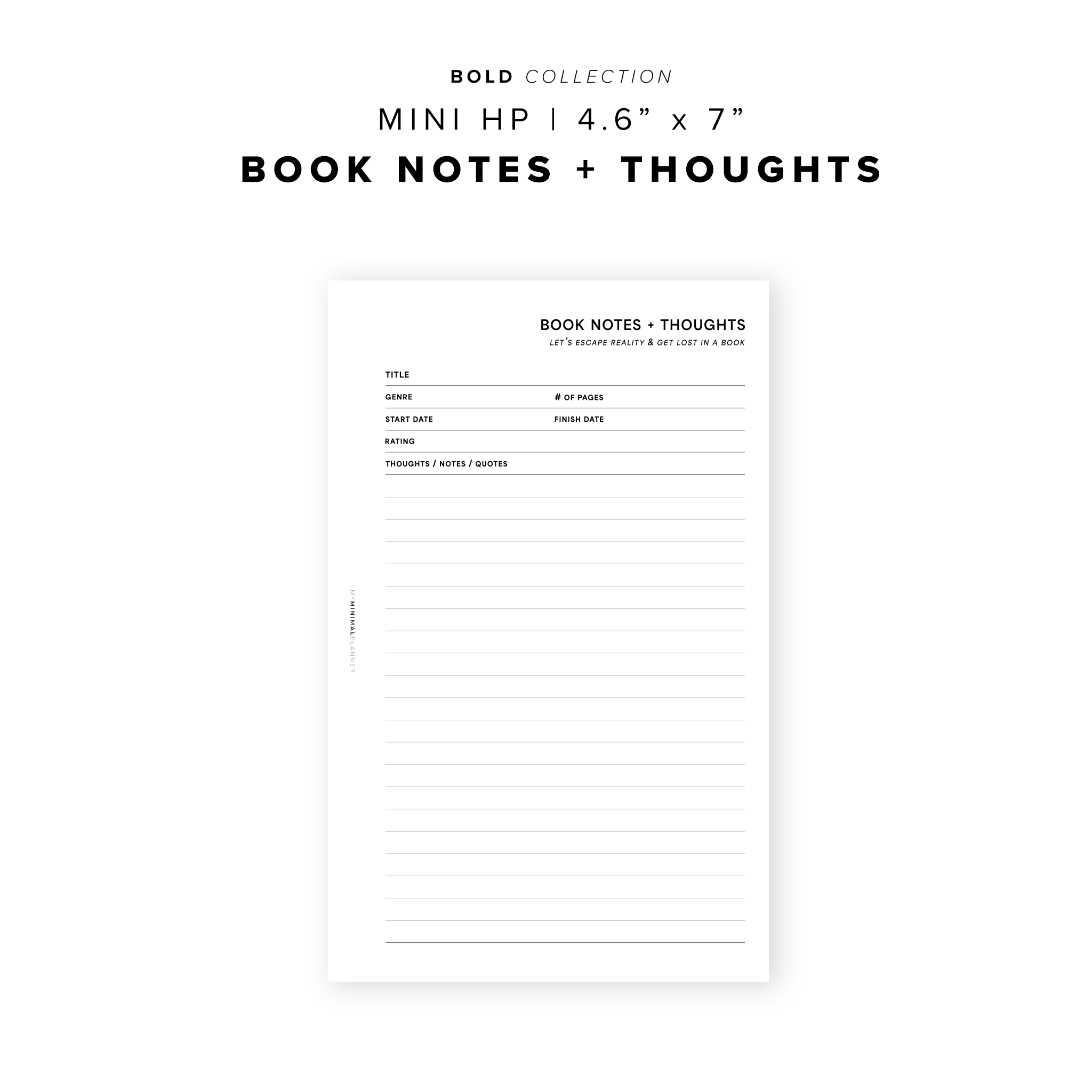 PR195 - Book Notes + Thoughts - Printable Insert β My Minimal Planner