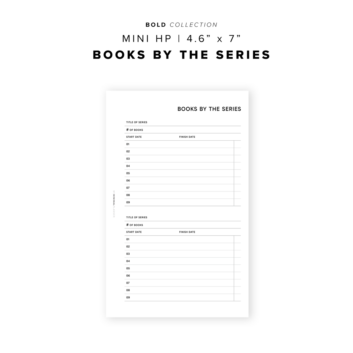 Inset Book PR194 - Books by the Series - Printable Insert – My Minimal Planner