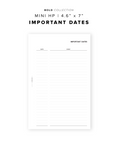 PR33 - Important Dates - Printable Insert