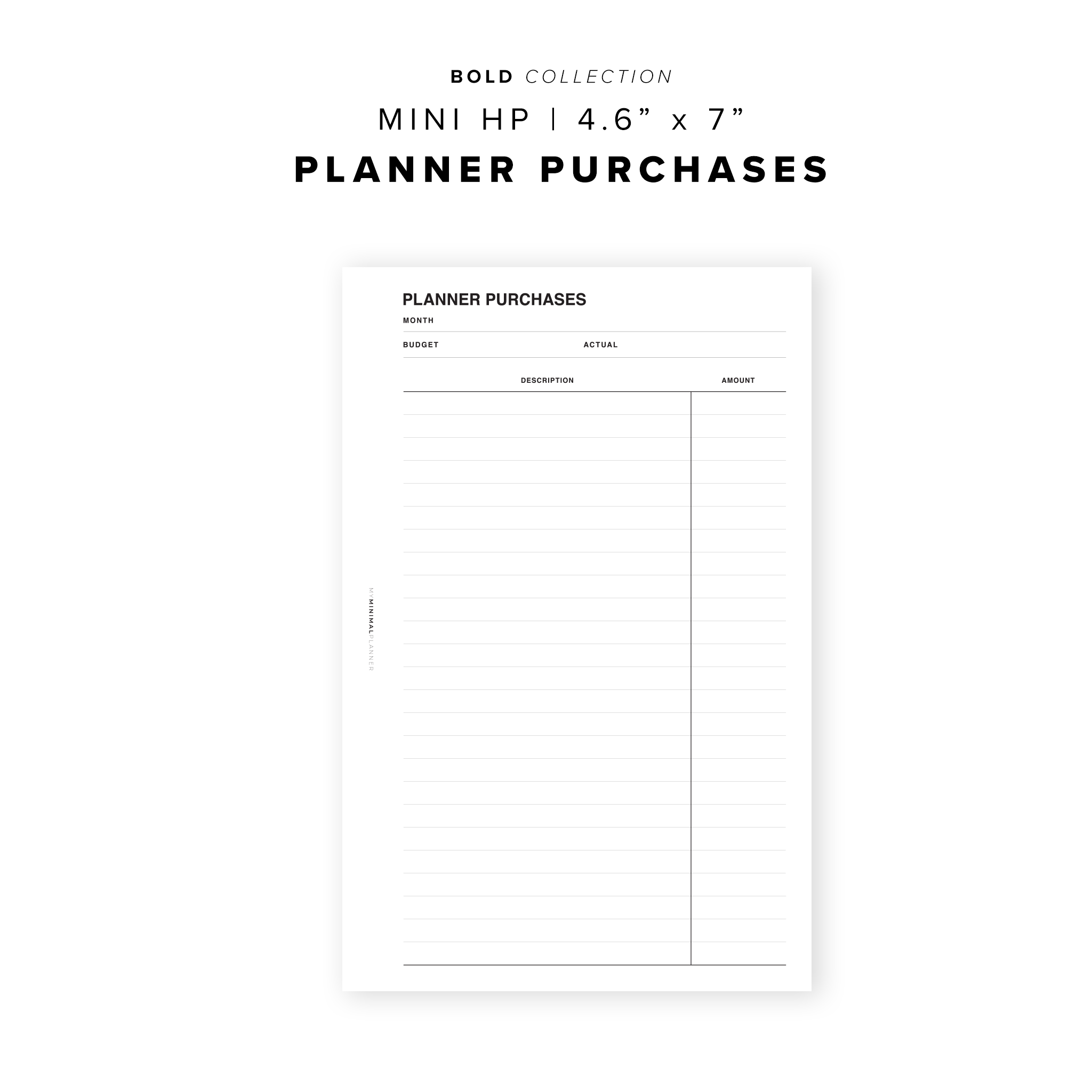 PR77 - Planner Purchases - Printable Insert