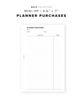 PR77 - Planner Purchases - Printable Insert