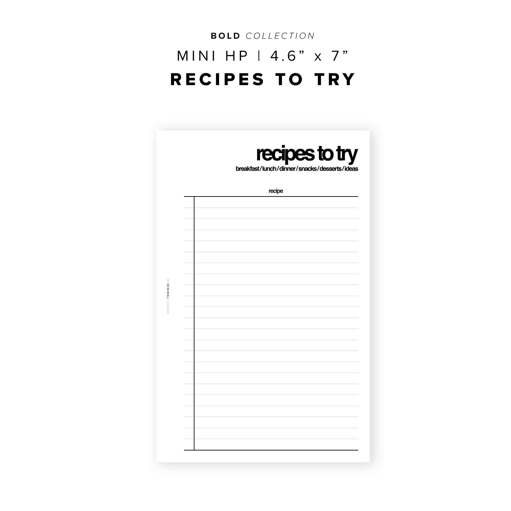 PR146 - Recipes to Try - Printable Insert