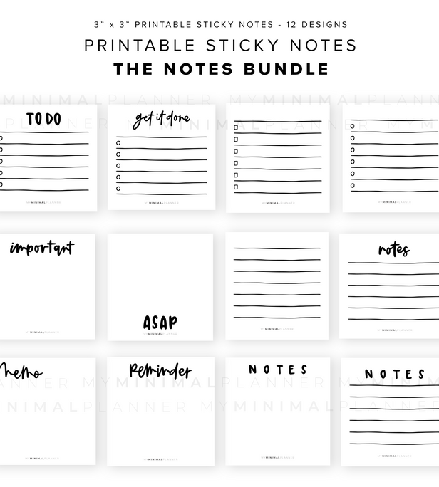 Printable Sticky Notes – My Minimal Planner