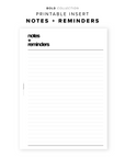 PR140 - Notes and Reminders - Printable Insert