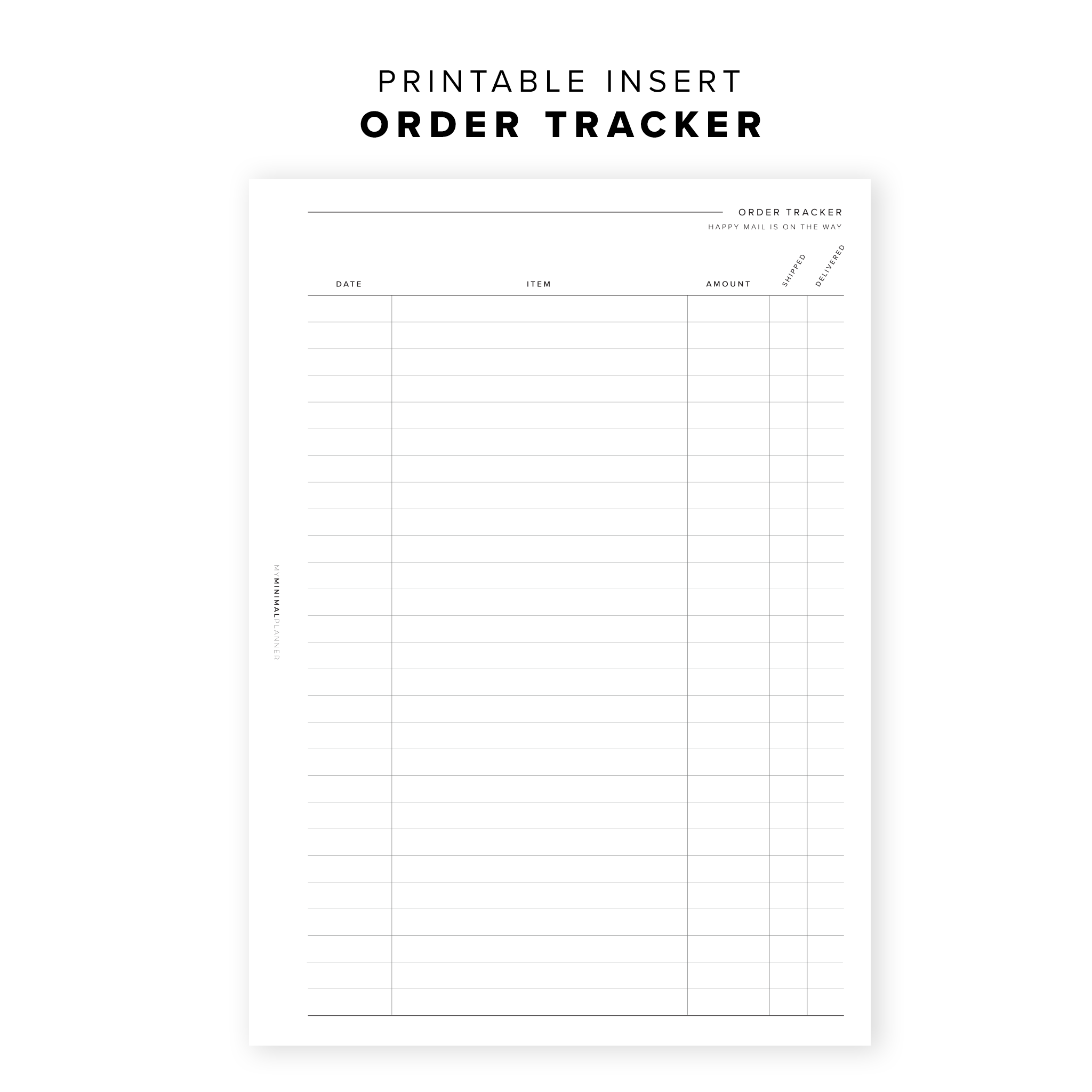PR16 - Order Tracker - Printable Insert