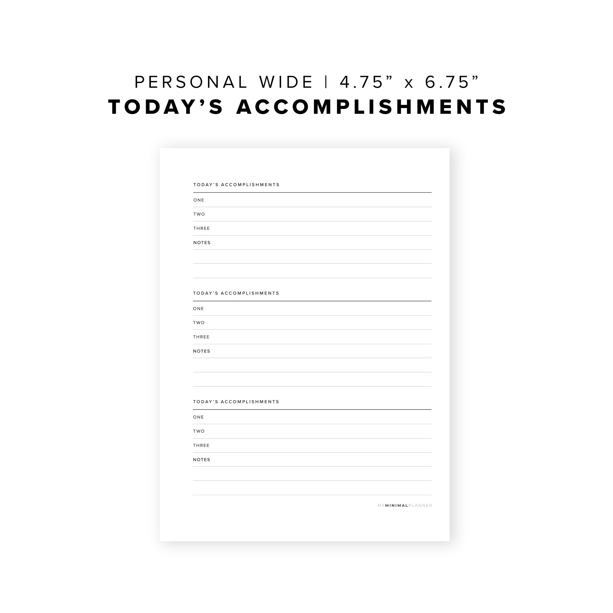 PR23 - Today&#39;s Accomplishments - Printable Insert