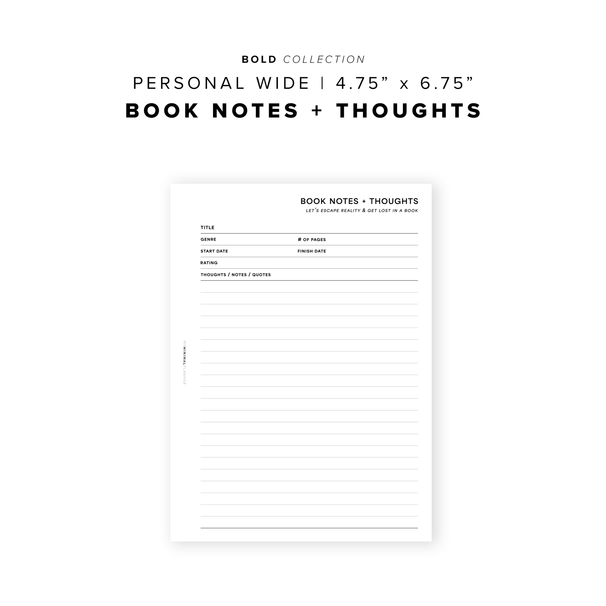 PR195 - Book Notes + Thoughts - Printable Insert – My Minimal Planner