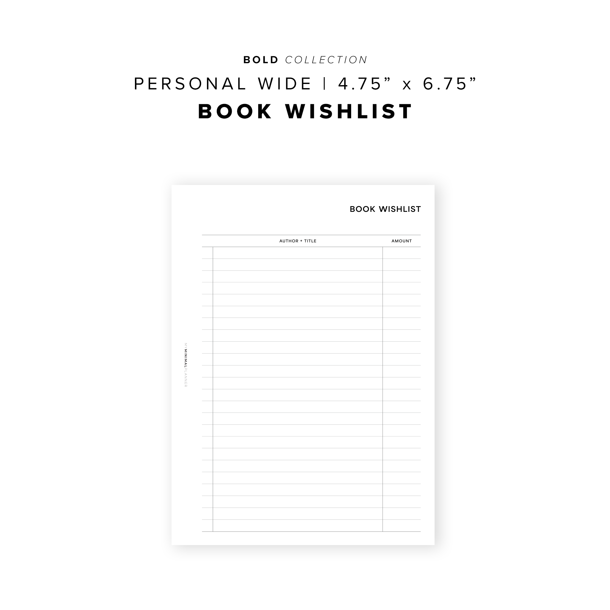 PR201 - Book Wishlist - Printable Insert