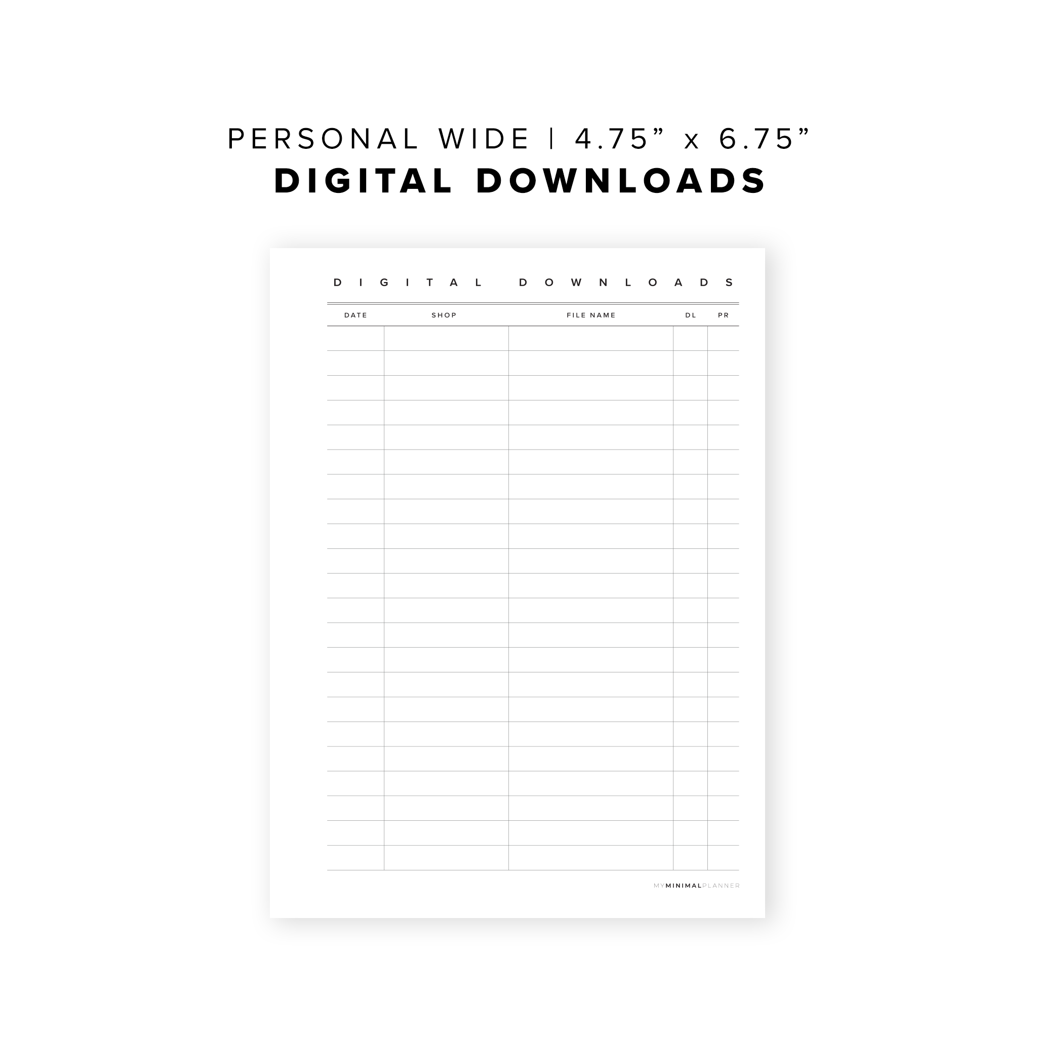 PR06 - Digital Downloads - Printable Insert