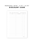 PR07 - Discount Codes - Printable Insert