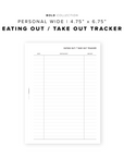 PR29 - Eating Out / Take Out Tracker - Printable Insert