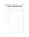PR09 - Food Adventure - Printable Insert
