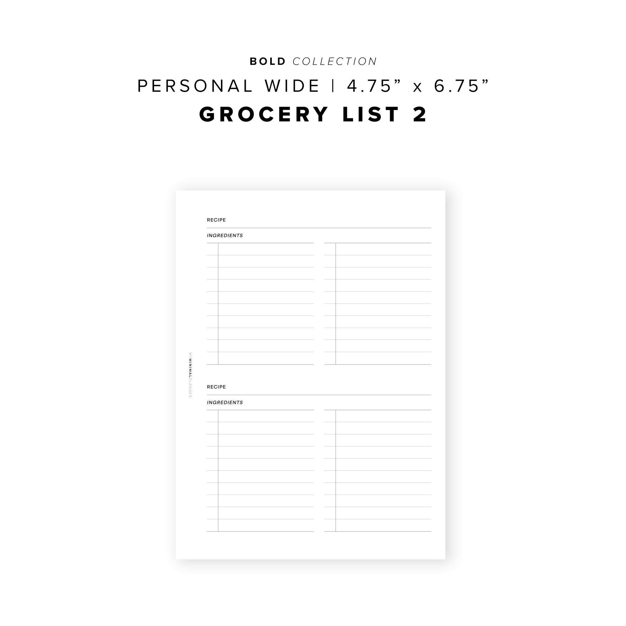 PR184 - Grocery List 2 - Printable Insert